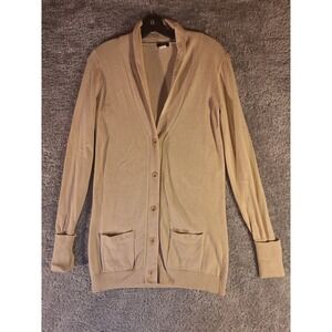 J. Crew Tan Cardigan Sweater Size Small Cotton Cashmere Button Front Pockets